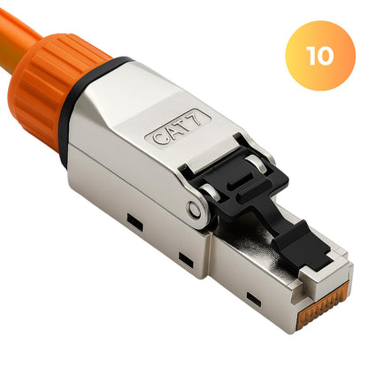 8x RJ45 plugs CAT 7 - tool-free network plugs for Ethernet, installation cables & network cables | Gigabit capable, shielded, 10 Gbit/s, gold-plated contacts.