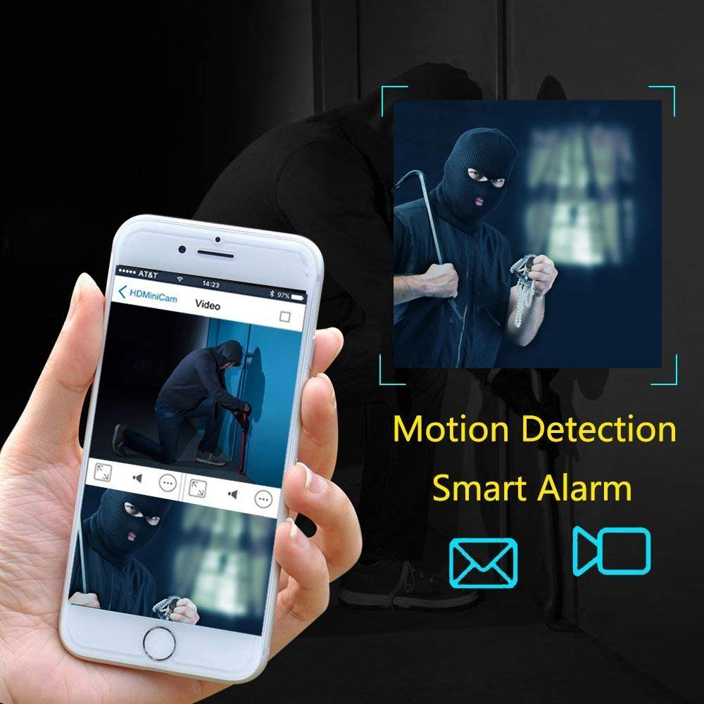 Mini camera, 1080P video recorder portable small IP camera P2P wireless with motion sensor, app control for IOS and android.