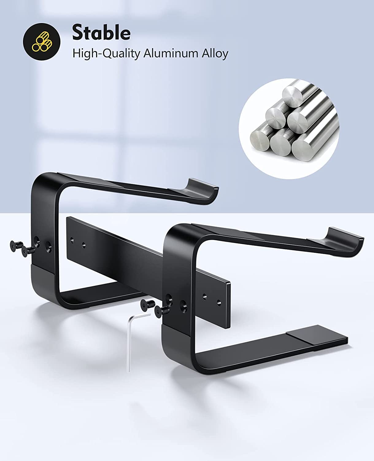 Soqool Laptop Stand, Aluminum Laptop Stand with Ventilation, Ergonomic Laptop Holder for Desk, Compatible with MacBook Air/Pro, Lenovo, Huawei, Acer, Dell, HP (10-17 inches)