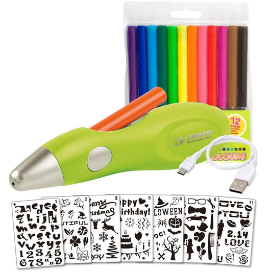 Jolly Airbrush Fun | Spray paint for kids | Non-toxic (Airbrush), 20-piece set, green