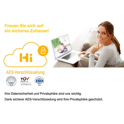 HiKam S6 surveillance camera with app and support - data backup and cloud storage in Germany | person detection | Alexa compatible | IP WiFi camera indoor | baby monitor | motion sensor | WiFi camera