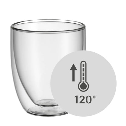 WMF Cult double-walled Cappuccino glasses set of 6, 250ml, floating effect, thermoglasses, heat-resistant for tea and coffee.