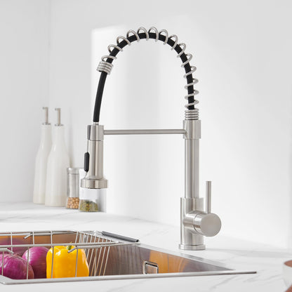 Auralum Kitchen Faucet, Kitchen Tap with Pull-Out Sprayer, Kitchen Mixer Tap with 2 Spray Modes, Stainless Steel Sink Faucet, 360° Swivel High Pressure Faucet for Kitchen.