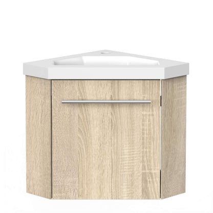 Aica bathroom corner washbasin 40 cm pre-assembled corner cabinet Washbasin with base cabinet Small washbasin furniture Oak