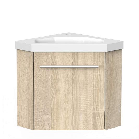 Aica bathroom corner washbasin 40 cm pre-assembled corner cabinet Washbasin with base cabinet Small washbasin furniture Oak