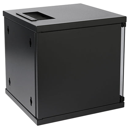 HMF 63406-02 network cabinet, server cabinet 10 inches | 6U | 300mm depth | Fully assembled | Glass door | Black