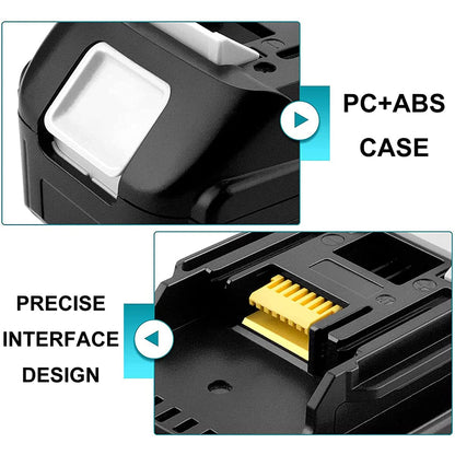 2 pieces battery replacement for Makita 18V battery 5.5Ah, BL1860B BL1850B for construction site radio DMR108 DMR110 DMR107 DMR112 DMR104 Radio with LED tool battery