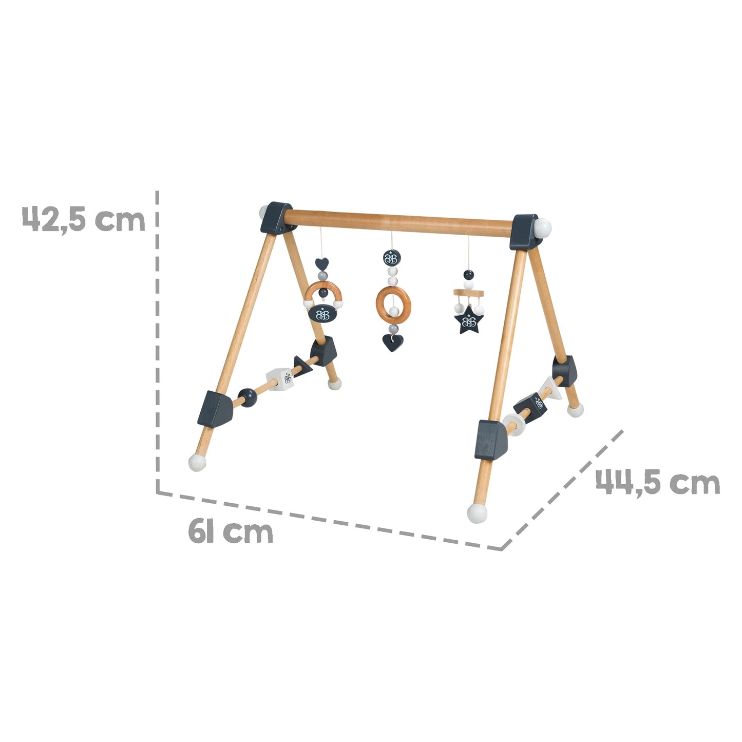 Wooden baby play gym - attachment set Rock Star Baby 3 - activity center for 3 months and up - Montessori toy - natural wood / anthracite, 1 piece (1 pack)