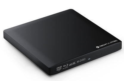 techPulse120 USB 3.0 3D External Blu-Ray Burner Burner M-Disc BDXL Superdrive Blu-ray Rom Drive BD DVD CD Slim for Computer Notebook Ultrabook Windows MacOS Apple iMac MacBook Pro Air Aluminum Black