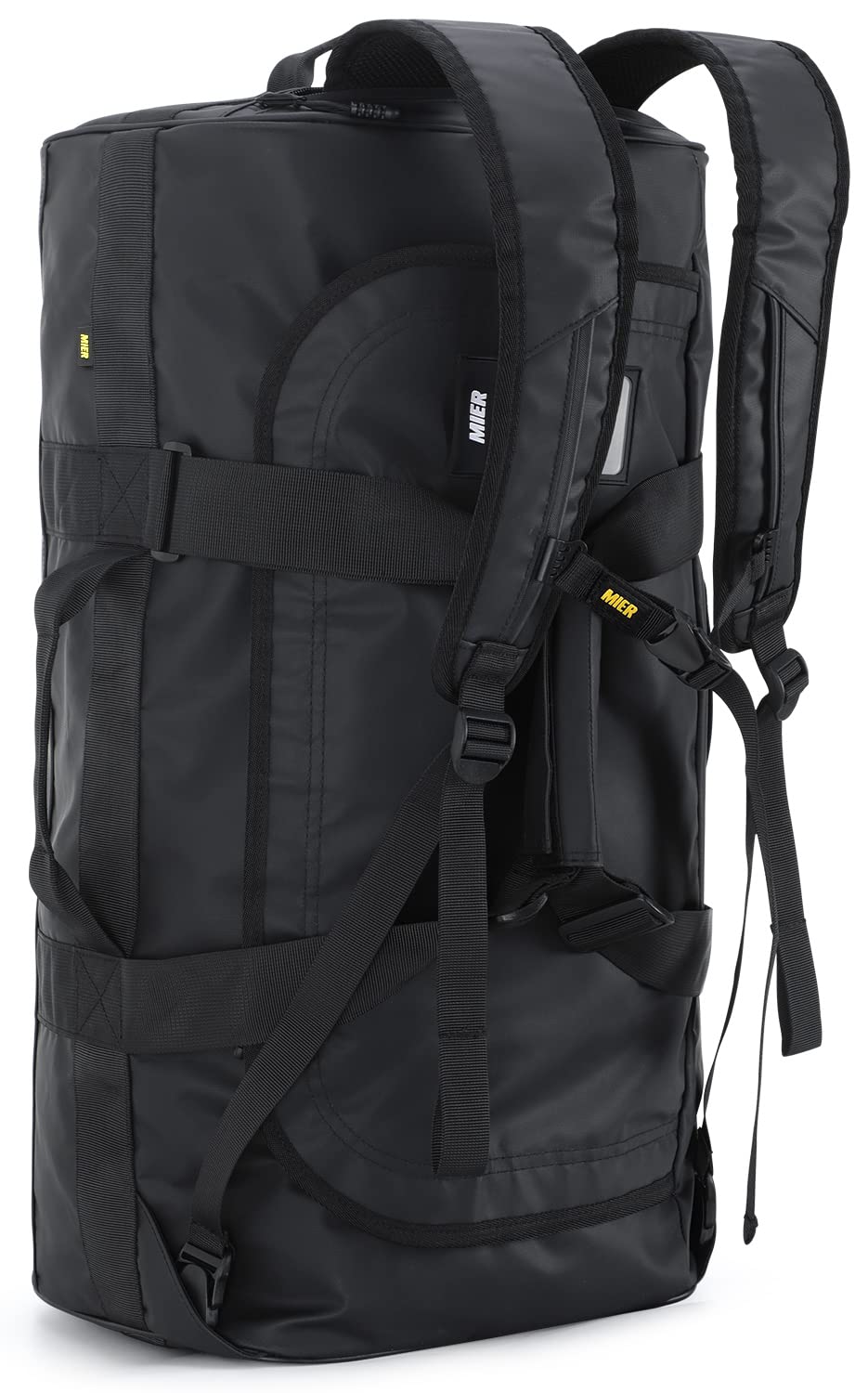 MIER Men's Sports Bag Water-Resistant Travel Bag 60L Large Heavy Duty Convertible Sports Backpack with Backpack Straps and Shoe Compartment for Gym, Sports, Travel, Duffle Bag-Black