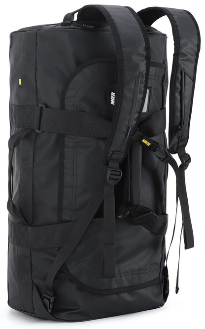MIER Men's Sports Bag Water-Resistant Travel Bag 60L Large Heavy Duty Convertible Sports Backpack with Backpack Straps and Shoe Compartment for Gym, Sports, Travel, Duffle Bag-Black