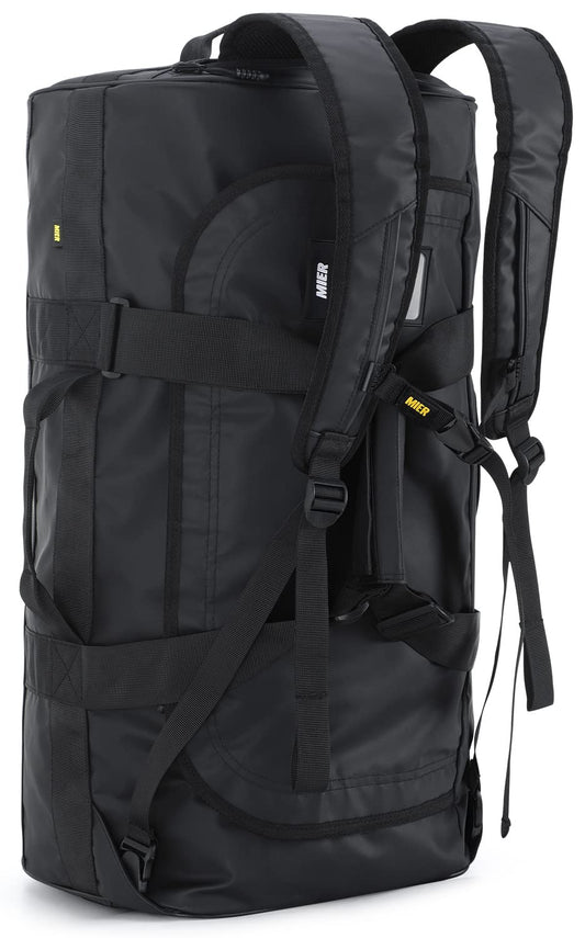 MIER Men's Sports Bag Water-Resistant Travel Bag 60L Large Heavy Duty Convertible Sports Backpack with Backpack Straps and Shoe Compartment for Gym, Sports, Travel, Duffle Bag-Black