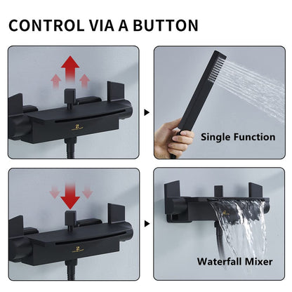 HOMELODY Black Bathtub Faucet Waterfall Faucet Tub Mixer with Shower Tub Faucet...