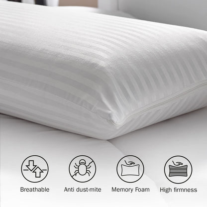 Pikolin Home - Memory Foam Pillow with Dust Mite Protection, double cover, medium firmness, 40 x 70 cm, 15 cm height, White