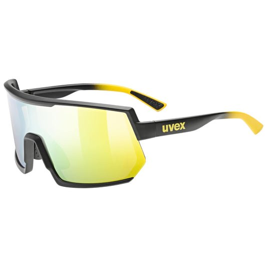 Uvex sportstyle 235 - sports glasses for women and men - 100% UVA, B, C protection - pressure-free fit & perfect grip - sunbee-black matt/yellow - one size
