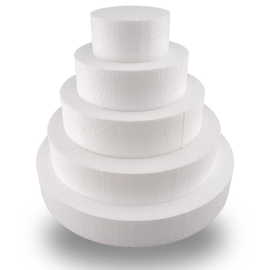 MCE-Commerce A3995975 Styrofoam cake set five-tiered H 5cm, 10cm, 15cm, 20cm, 25cm, 30cm, EPS, white