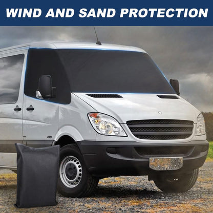 Car Windshield Cover for Mercedes Sprinter VW Crafter 2006-2018, Foldable 600D Waterproof Weatherproof Front Windshield Wrap Cover Windshield Cover Disk Cover