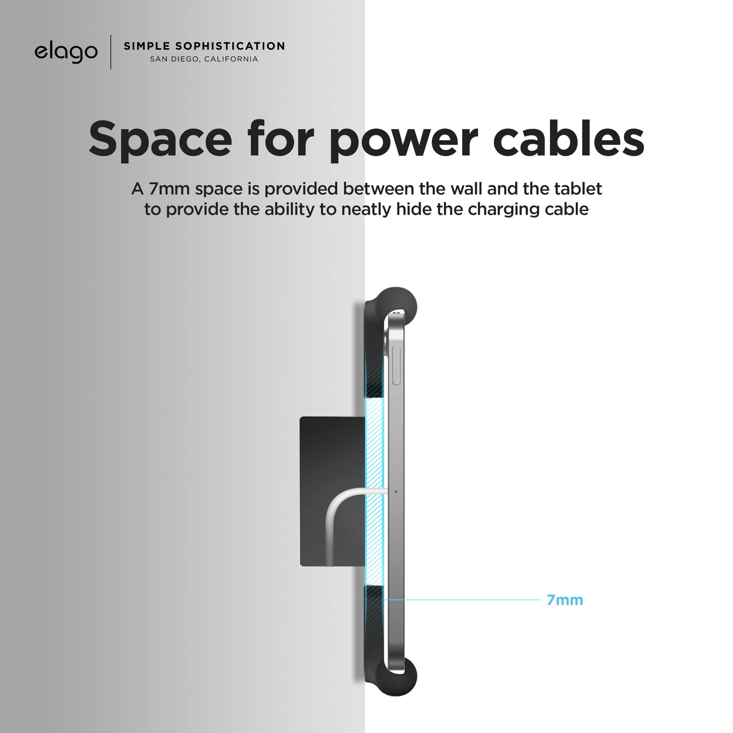 elago Home Hub Mount Tablet Wall Mount Compatible with Apple iPad, iPad Air/Pro, Samsung Galaxy Tab, most tablets – Easy to Mount, Scratch-Resistant Silicone, Cable Management Included (Black)