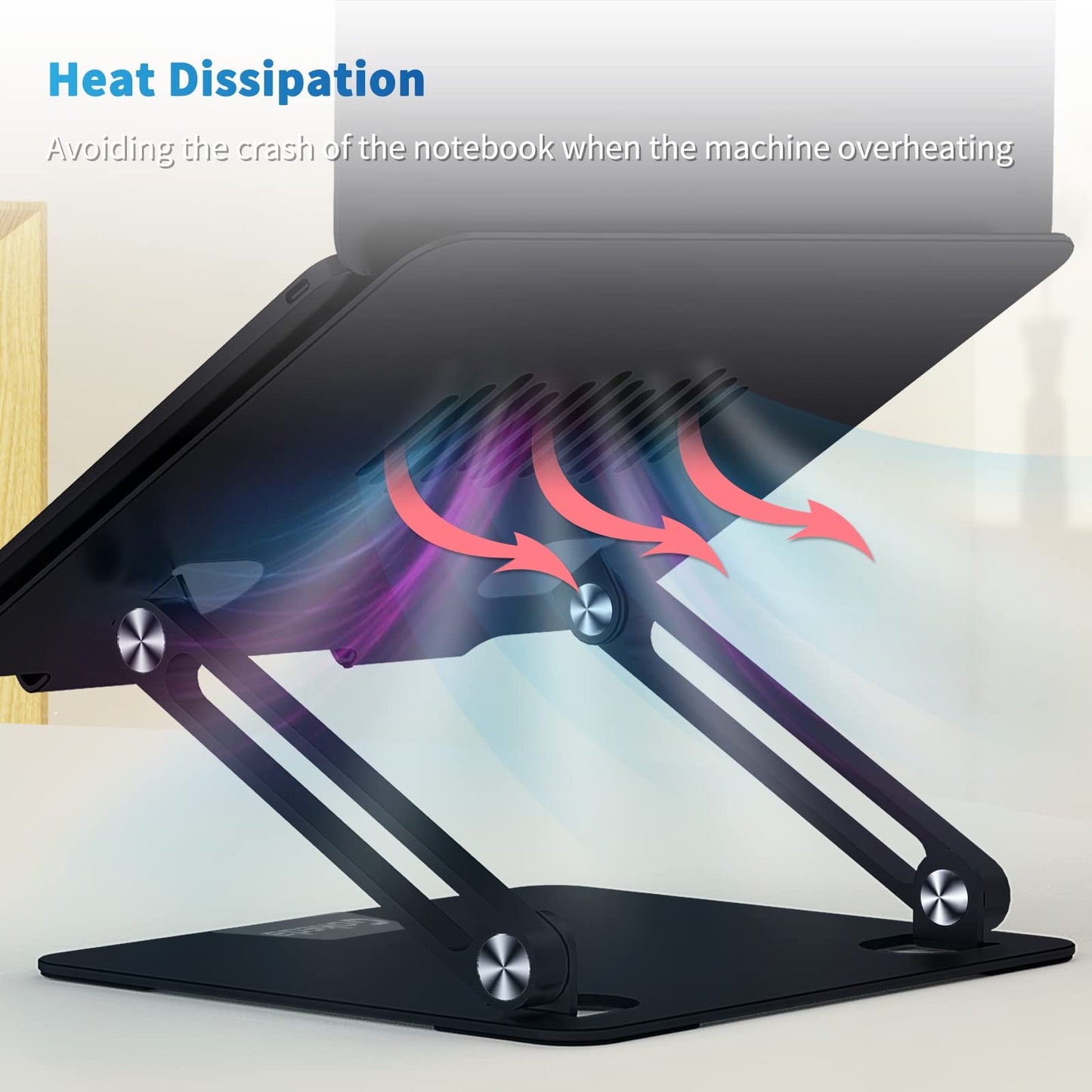 Gokeda Laptop Stand, aluminum ergonomic stand for desk, notebook stand with ventilation opening, compatible with MacBook Air/Pro, Dell, HP, Lenovo, and other 10-15.6" laptops.