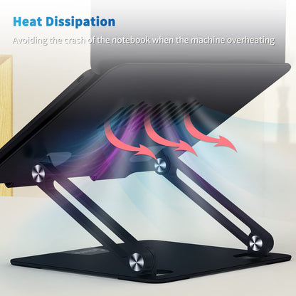 Gokeda Laptop Stand, aluminum ergonomic stand for desk, notebook stand with ventilation opening, compatible with MacBook Air/Pro, Dell, HP, Lenovo, and other 10-15.6" laptops.