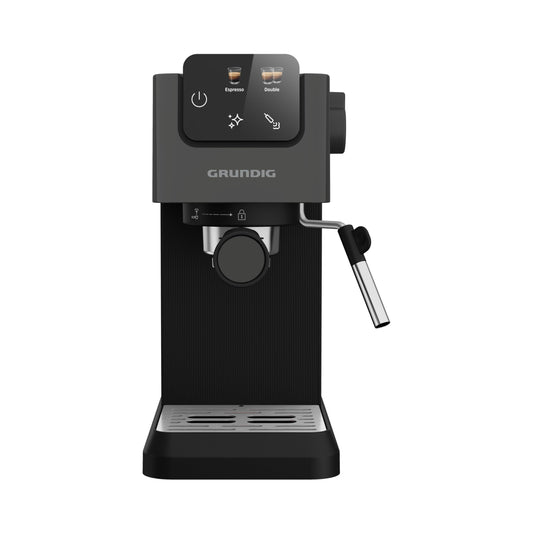 GRUNDIG KSM 4330 Portafilter machine with milk frothing nozzle, espresso machine, for ground coffee, removable water tank, touch display, 1628 W power, memory function, black