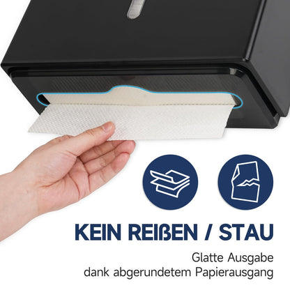 AIKE Paper Towel Dispenser Wall Mount Commercial, holds 200+ sheets for Z-fold & 25.4x7.8 cm multi-fold towels, Towel Dispenser AK5102, Black.