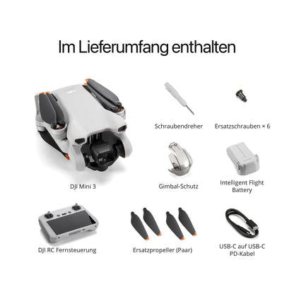 DJI Mini 3 (DJI RC) - Lightweight and foldable mini camera drone with 4K HDR video, 38 min flight time, real vertical shooting, and intelligent features.