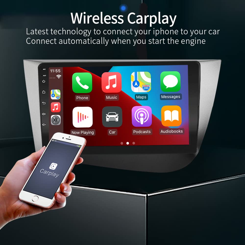 LEXXSON Carplay Radio Android Auto for Seat Leon 2005-2012 | 9-inch capacitive touchscreen WiFi GPS Navigation Bluetooth SWC USB Player 2G DDR3 + 32G NAND Flash Storage.