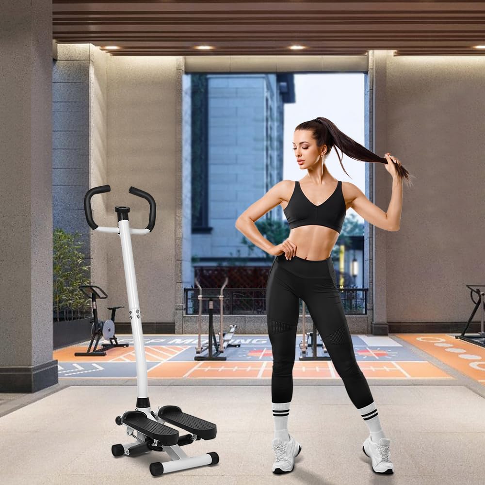 Stepper with handle and LCD monitor, twist stepper for aerobic and fitness, height-adjustable stepper for home.