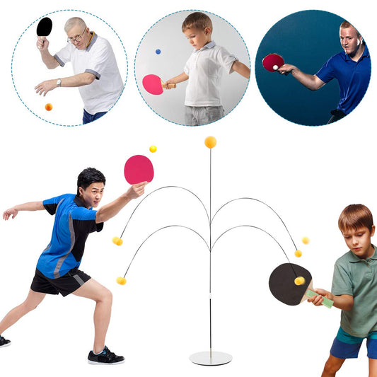 Surplex Table Tennis Trainer with Elastic Soft Shaft Height Adjustable With Rackets Practice Balls For Beginners Self-training Leisure Decompression Child Adult Indoor Outdoor Play