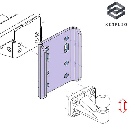XIMPLIO Universal Adapter Plate Adjustment Ball Height Ball Adjustment Plate with ABE for Trailer Hitch Trailer Coupling AHK Screw-on Plate 2-Hole 90mm / 4-Hole 83x56mm (with Screws 4xM12)