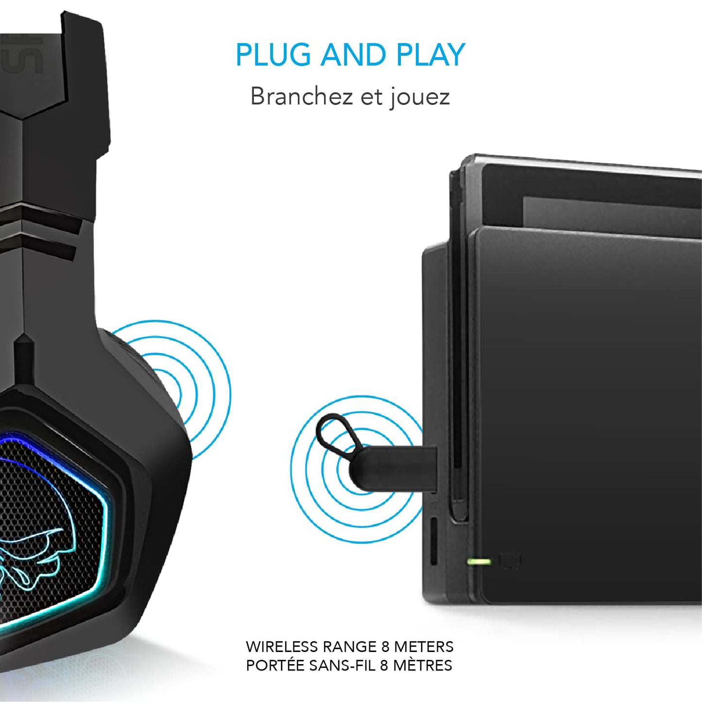 SPIRIT OF GAMER - XPERT-H900 - Pro Gamer headset - Powerful bass - Blue LEDs - Leatherette - Flexible microphone - 12-hour autonomy - PS5 / PC / PS4