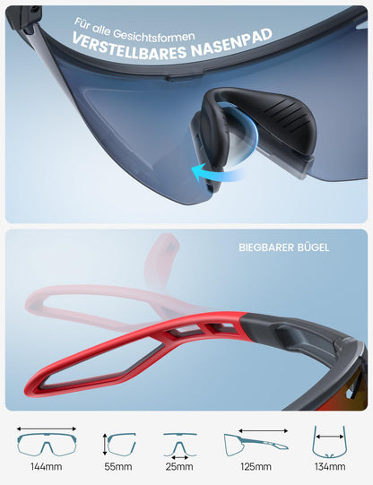 Lamicall Quick Glasses Men, Cycling Glasses Women - [24g TR-90 Super Light] Polarized Sports Glasses Running Glasses with Adjustable Nosepad & Temples, UV400 Sports Sunglasses for Biking/Ebike/Running