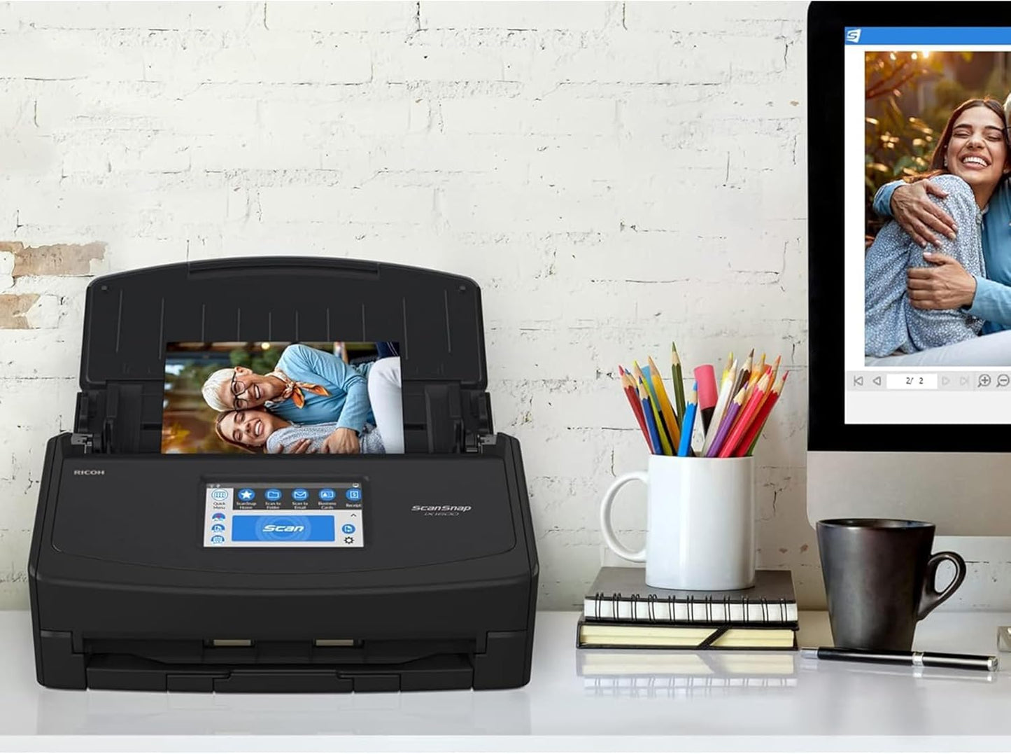 ScanSnap iX1600 Desktop Document Scanner Black - 5 GHz - Duplex, ADF, A4, WLAN, Touchscreen, USB 3.2