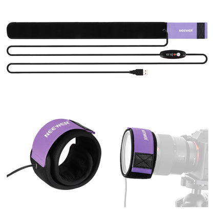 NEEWER USB 500mm lens heater with FPC, fast, even heating technology for DSLR camera lens telescope astrophotography, 3 temperature levels, prevents overvoltage/dew/mist/condensation, HW-30