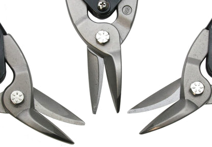 Alkan Sheet Metal Shear Set, 3-piece | left-cutting right-cutting straight-cutting | Metal shears for cutting sheets (bodywork pliers/welder's pliers)