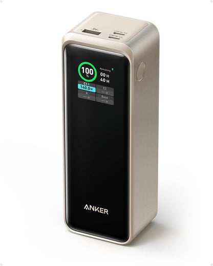 Anchor Prime Powerbank, 27.650mAh (250W) 3-Port Powerbank, With App, Compatible with MacBook Pro/Air, iPhone 15/14 Series, Galaxy, Dell, AirPods, and more (charging dock sold separately) (Gold)