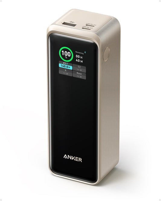 Anchor Prime Powerbank, 27.650mAh (250W) 3-Port Powerbank, With App, Compatible with MacBook Pro/Air, iPhone 15/14 Series, Galaxy, Dell, AirPods, and more (charging dock sold separately) (Gold)