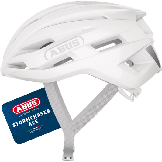 ABUS road bike helmet StormChaser ACE - Lightweight cycling helmet for road racing, gravel bike tours and cyclocross - for men and women - size M, Pure White