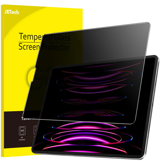 JETech privacy screen for iPad Pro 12.9 inch (6th/5th/4th/3rd generation, 2022/2021/2020/2018), tempered glass screen protector anti-spy protective film, 1 piece.