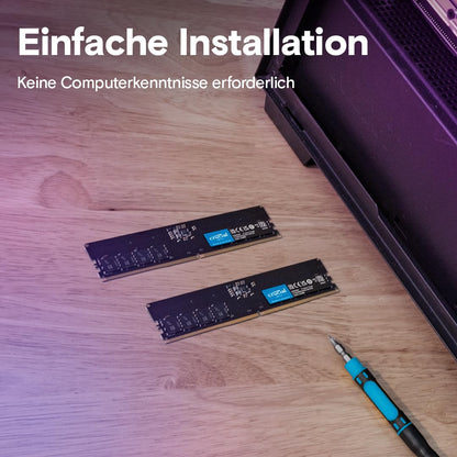 Crucial DDR5 RAM 16GB 5600MHz, PC computer memory, (also available in 5200MHz / 4800MHz) CL46 - CT16G56C46U5