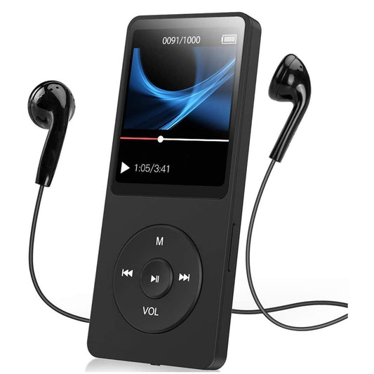 Bluetooth 5.0 MP3 MP4 player, portable HiFi music player, built-in HD speakers, FM radio, video playback, picture search, APE, FLAC, WMA, WAV, AAC LC format support.