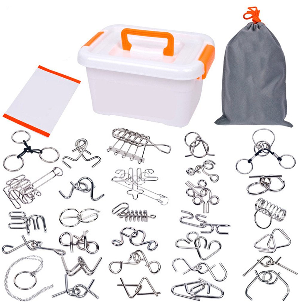 Gracelaza 30 Piece Untangling Puzzles Patience Games Set - Brain Teasers Kit - Magic Toys - Brain Teaser Metal Puzzles - Great Toy and Gift for Boys and Girls
