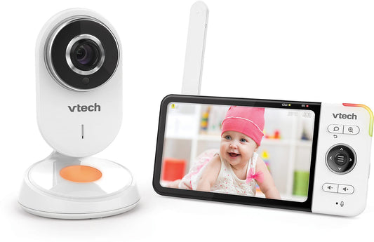 VTech Baby Monitor VM818 HD - Video baby monitor with wide-angle camera - HD video, clear sound, 5" LCD color screen and night vision function - With two-way talk, lullabies, and sounds.