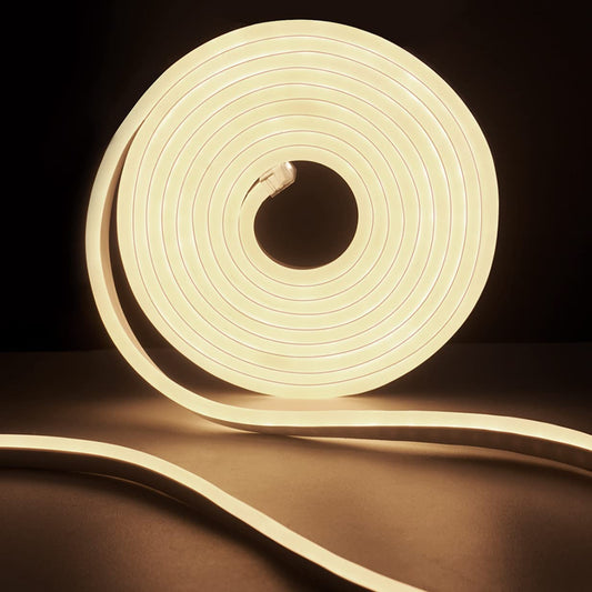 SUCIKORIO Neon LED Strip 20m, Waterproof Flame Retardant IP65 Led Strip Natural White 4000K 230V Leds String Lights Outdoor 120 LED/M Flexible DIY Light Band Outdoor Area with Power Supply for Home, Party, Kitchen