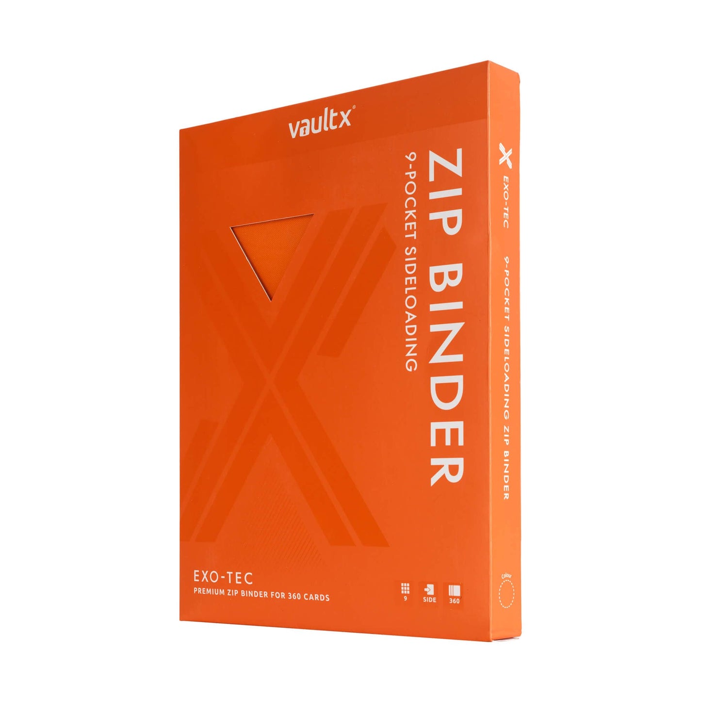 Vault X 9-Pocket Trading Card Binder with Zipper, 360 cards, Premium Exo-Tec album material, 20 side-loading pages, collector's folder for Trading Card Games, Sports Cards, TCG (Orange)