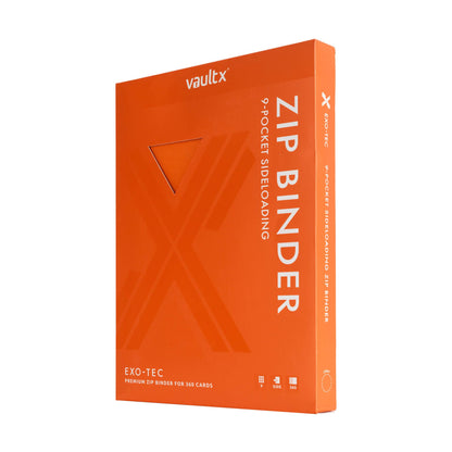 Vault X 9-Pocket Trading Card Binder with Zipper, 360 cards, Premium Exo-Tec album material, 20 side-loading pages, collector's folder for Trading Card Games, Sports Cards, TCG (Orange)