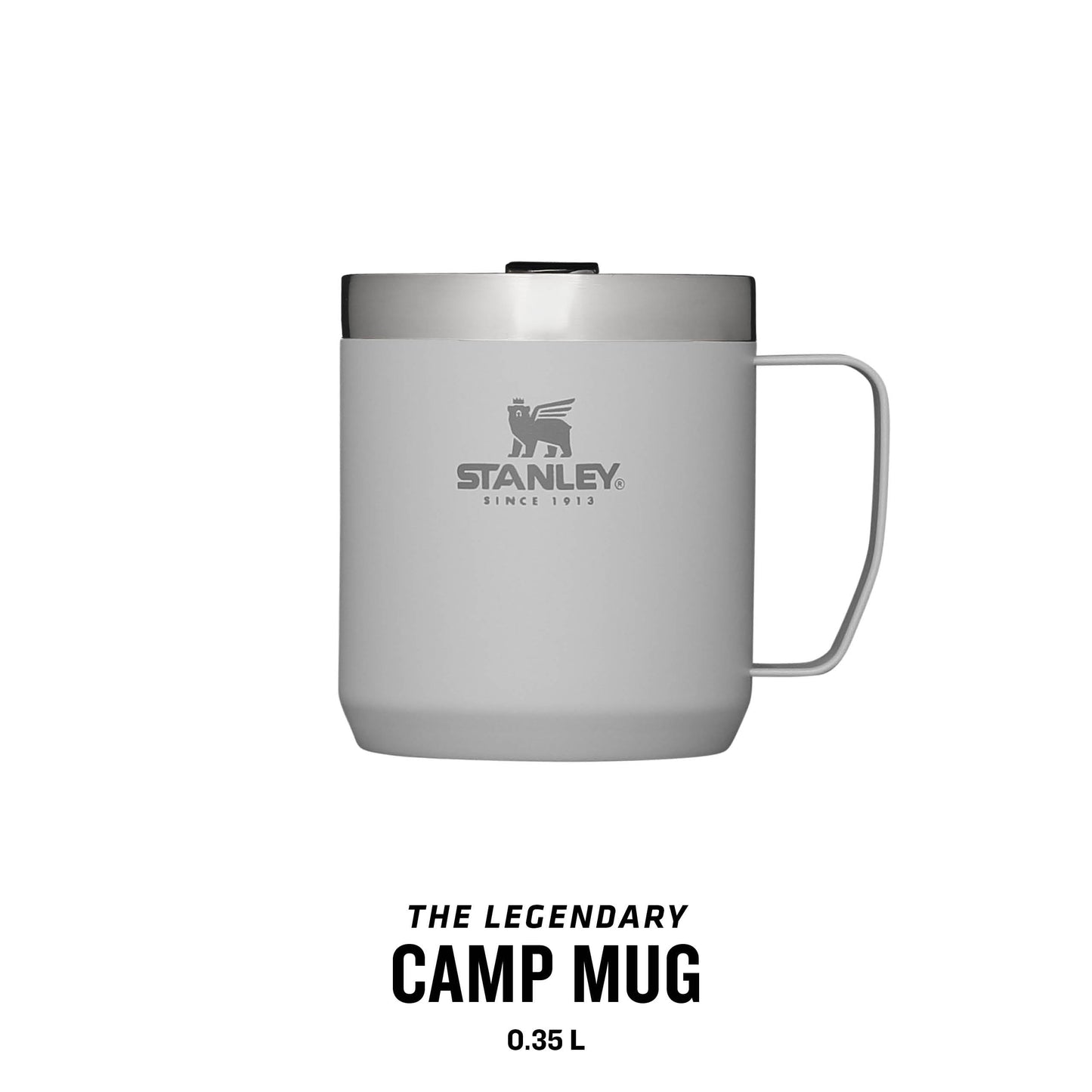 Stanley Classic Legendary Camp Mug Thermos 12 oz - Keeps hot for 1.5 hours - Cold for 3 hours - BPA free - Dishwasher safe - Stainless steel travel coffee mug - Ash