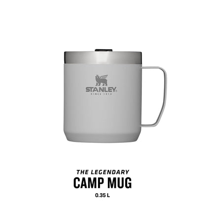 Stanley Classic Legendary Camp Mug Thermos 12 oz - Keeps hot for 1.5 hours - Cold for 3 hours - BPA free - Dishwasher safe - Stainless steel travel coffee mug - Ash