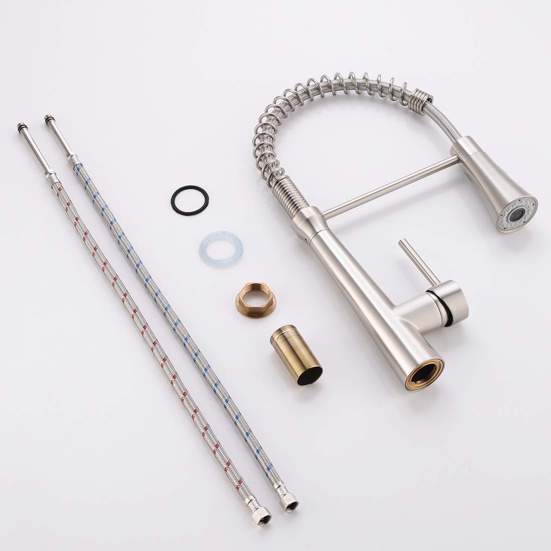 TIMACO kitchen faucet 360° swivel kitchen tap mixer kitchen faucet brushed nickel spiral spring faucet.